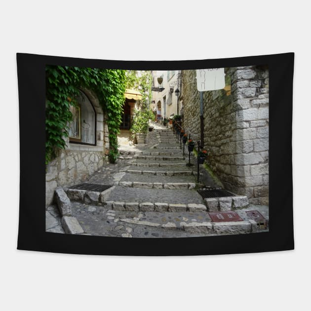 Saint Paul de Vence Village Stairs Tapestry by fantastic-designs