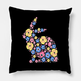 Floral Easter Bunny Spring Flowers Rabbit Pillow