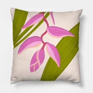 Tropical Pink Flower Hawaii Heliconia Pillow