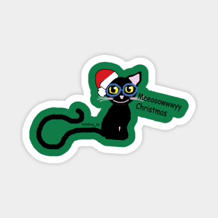 Meowy Christmas Black Cat Magnet