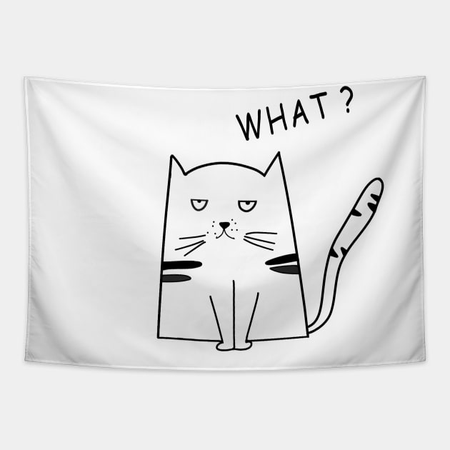 Cat What - Funny Cat Face Tapestry by Ray E Scruggs