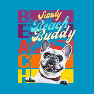 Sandy Beach Buddy (pug dog) T-Shirt