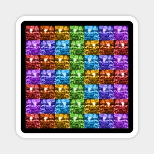 Repeating Rainbow Disco Ball 1970s Pattern Magnet