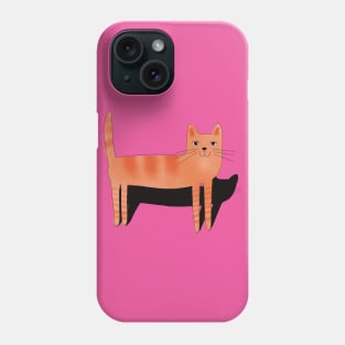 Whimsical ginger cat with shadow Phone Case