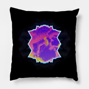 Neon Glitch Fusion - Colorful Abstract Design Pillow