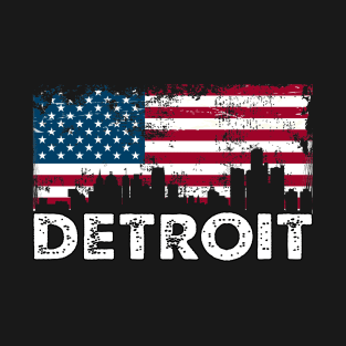 Detroit With American Flag T-Shirt