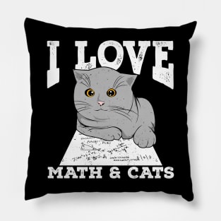 I Love Math And Cats Pillow