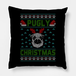 Funny Pug - Pugly Christmas Pillow