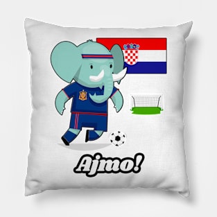 ⚽ Croatia Soccer, Cute Elephant Scores a Goal, Ajmo! Team Spirit Pillow