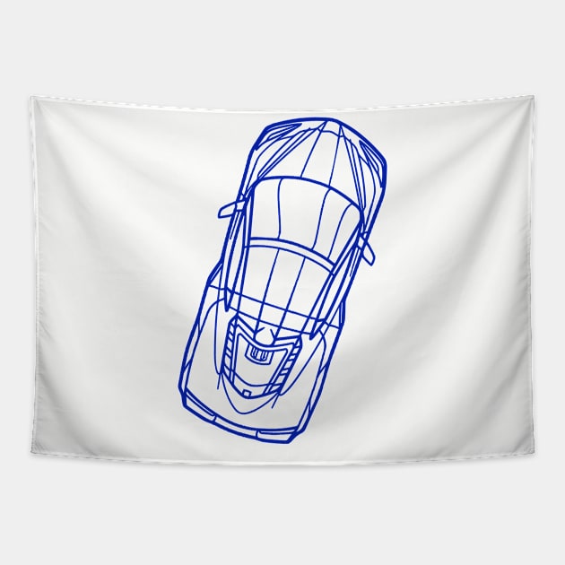 Blue C8 Corvette racecar Silhouette Outline Blue Supercar Sports car Racing car Tapestry by Tees 4 Thee