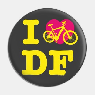 I Love Cycling DF Yellow Pink / Yo Amo andar en Bicicleta en el DF / Chilango Pride / Orgullo Chilango Graphic Pin