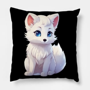 Playful Frosty Baby Arctic Fox Pillow