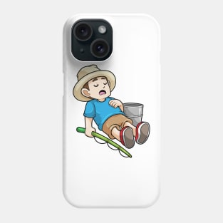 Angler with Fishing rod & Bucket Phone Case