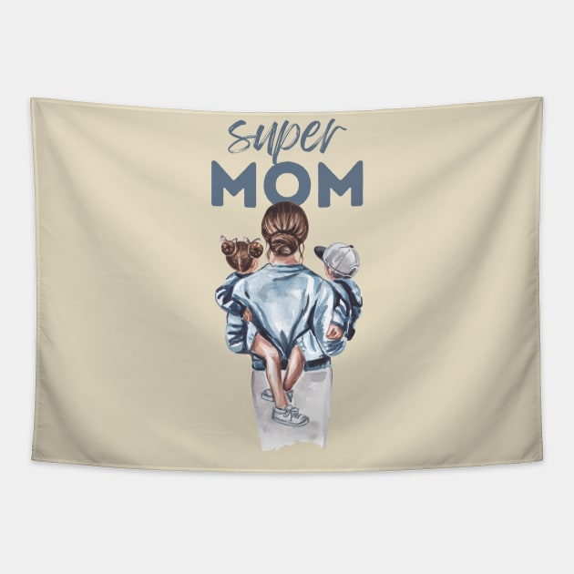 Super Mom Tapestry by Tip Top Tee's