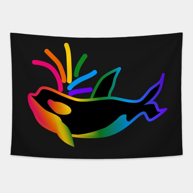 Rainbow Orca Tapestry by andryn