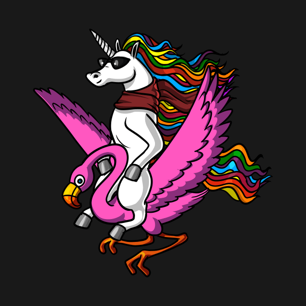 Unicorn Riding Flamingo Bird by underheaven