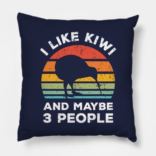 I Like Kiwi and Maybe 3 People, Retro Vintage Sunset with Style Old Grainy Grunge Texture Pillow