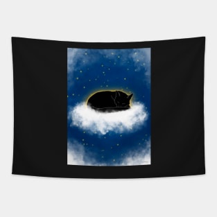 Stars In Heaven Black Cat Tapestry