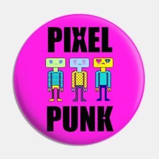 Pixel Punk Girl Robots in Pink Pin