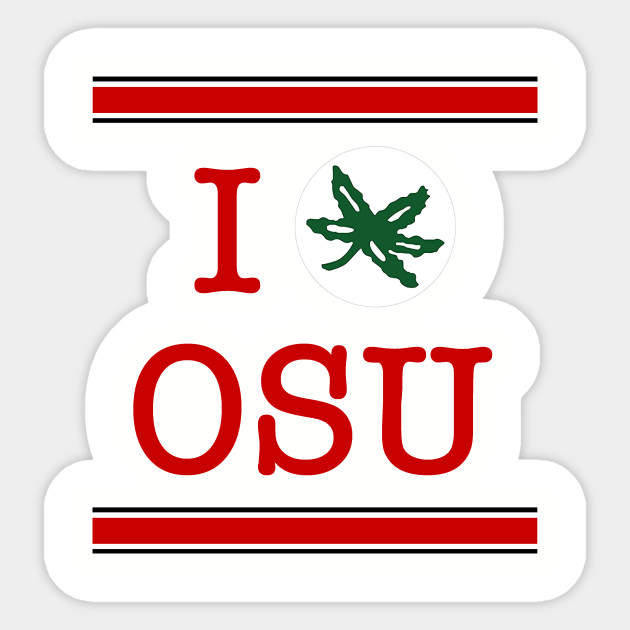 I Buckeye Osu Red Letters Ohio State Buckeyes Sticker Teepublic