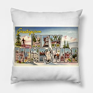 Greetings from New Hampshire - Vintage Large Letter Postcard Pillow