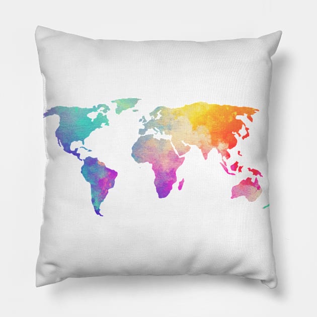 Watercolor World Pillow by lolosenese