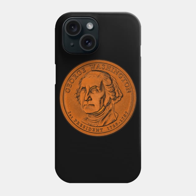 USA George Washington Coin in Orange Phone Case by The Black Panther