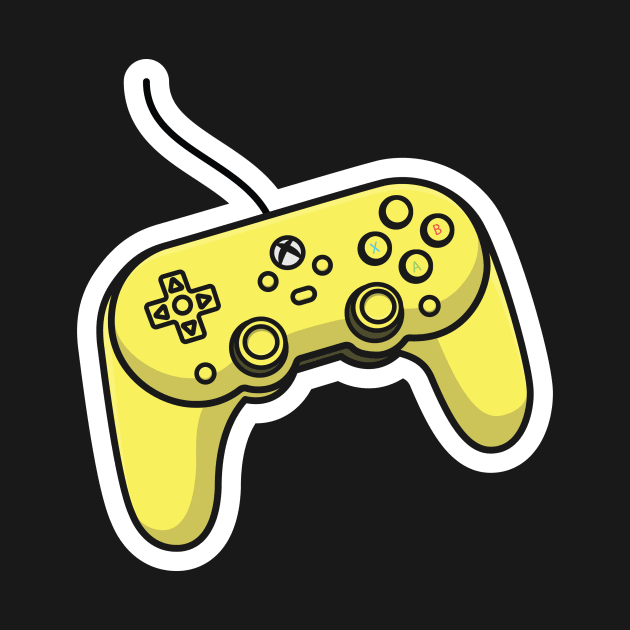 Joystick Controller and Game Pad Stick Sticker vector illustration. Sports and technology gaming objects icon concept. Video game controller or game console sticker logo design with shadow. by AlviStudio