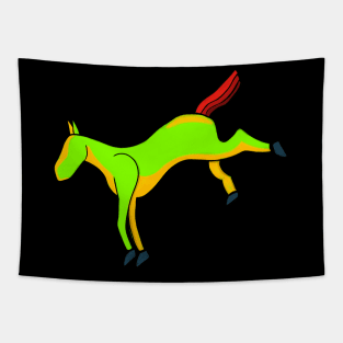 Greenish horse with shades of red on the tail Tapestry