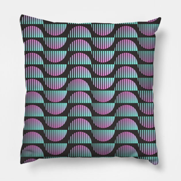 80s Gradient Arch Pattern - Vaporwave Pillow by rosiemoonart