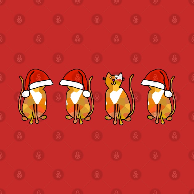 Christmas Cats with Santa Hats by ellenhenryart