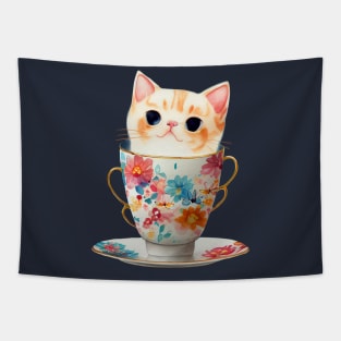 Cat in cup - Cute cat Tapestry