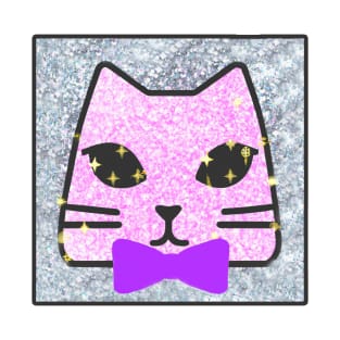 Sassy Pink Cute Cat With Bow Tie T-Shirt