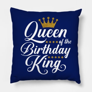 Queen Of The Birthday King Gold Crown Pillow