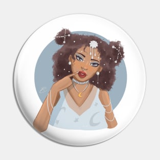 Moon Girl Portrait Illustration Pin