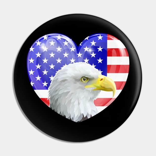 American Bald Eagle Love Heart Pin by Ben Foumen