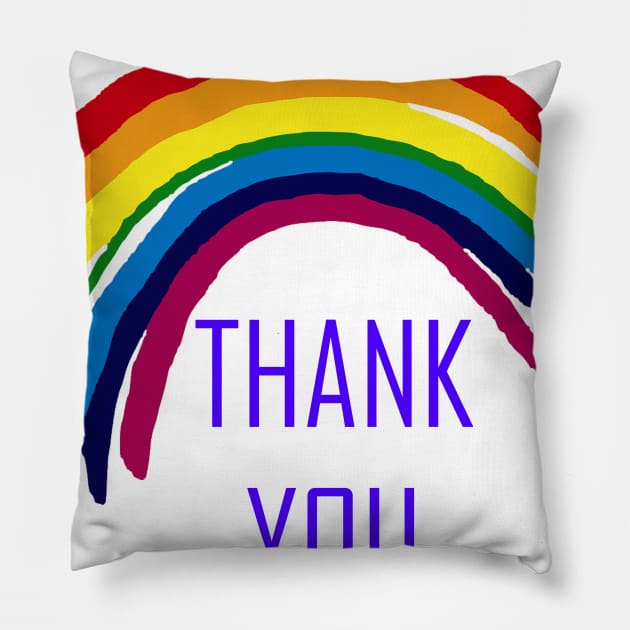 Rainbow , Thank You Rainbow Support NHS and Keyworkers Gifts for Nurses and Doctors Pillow by Maya Designs CC