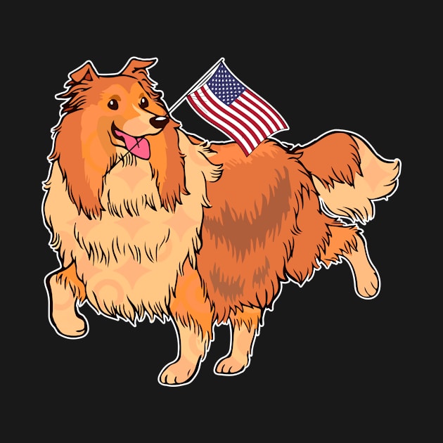 American Flag Sheltie Dog Love by AdrianBalatee