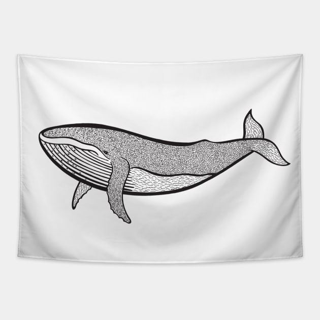 Humpback Whale Ink Art - light colors Tapestry by Green Paladin