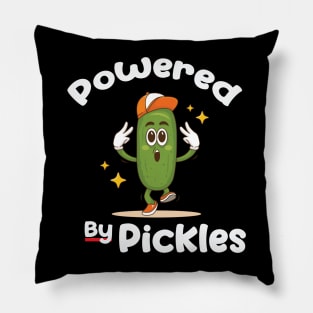 Powered By Pickles Food Pickle Funny Pillow