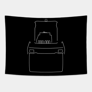 Motorised highway engineering equipment road roller white outline Tapestry