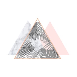 Copper blush gray marble geometric triangles pattern T-Shirt