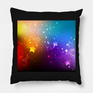 Rainbow Background with Stars Pillow