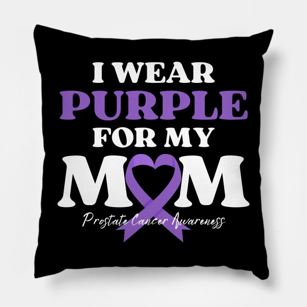 I Wear Purple for my Mom Cancer Awareness Pillow by IYearDesign