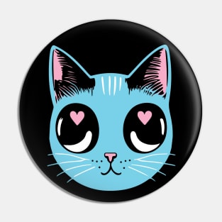 Transgender Pride Cat - Heart Eyes Pin