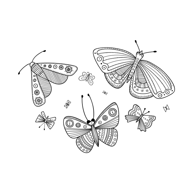 Butterflies line art black by yuliia_bahniuk