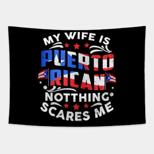 My Wife Is Puerto Rican Puerto Rico Heritage Roots PR Flag Tapestry