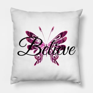 Believe Mandala Butterfly Pillow