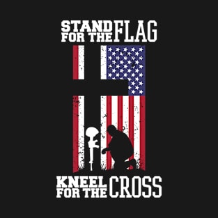 Stand For The Flag Kneel For The Cross Patriotic Soldier T-Shirt