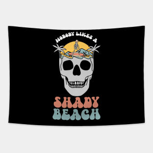 Shady Beach Retro Summer Vacation Tapestry